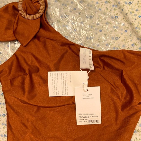 Zimmermann Brown One Piece Swimsuit High-Cut Minimalist Estelle - Picture 10 of 12